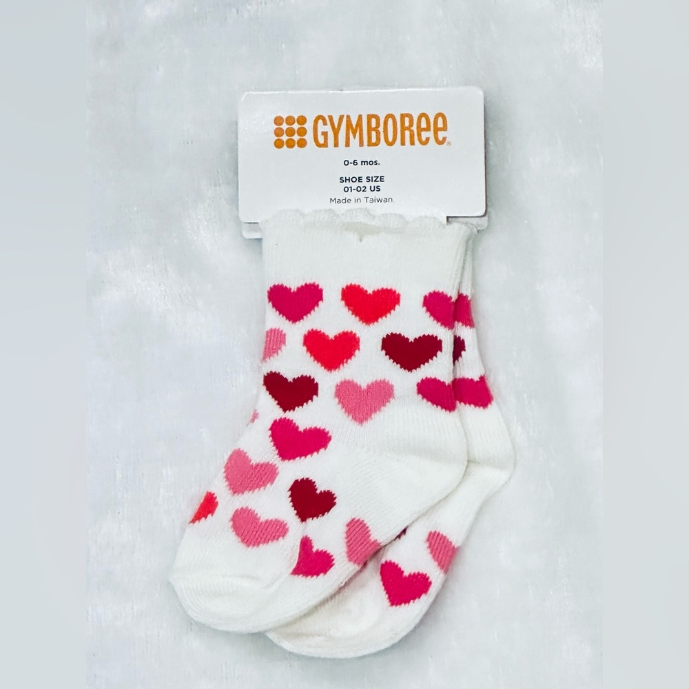 NWT Gymboree 0-6 Months INFANT GIRL SOCKS Vintage Valentine Heart White Red VHTF